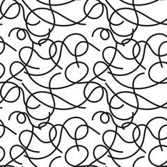hand drawn abstract shapes seamless pattern on white background, vector seamless flat pattern design