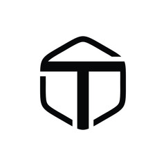 initial T hexagon logo vector
