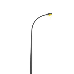 a lamp on a pole that lights up with yellow light for street or garden lighting
