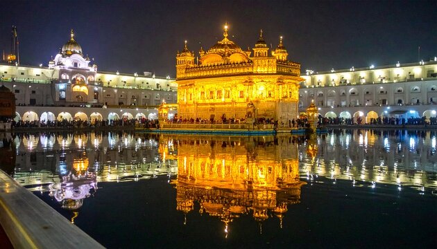Golden Temple Reflection at Night Punjab India