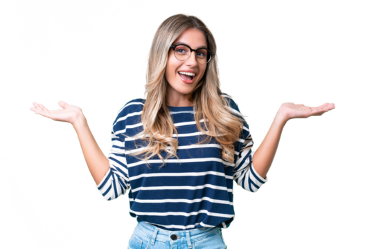 Young Uruguayan woman over isolated background with shocked facial expression