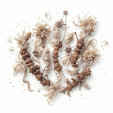 Illustration of healthy dry cloves (Laung/Lavang) on a white background, showcasing their natural texture.