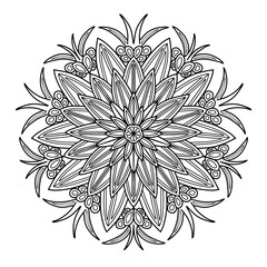 Hand drawn mandala vector illustration. Mandala round floral ornament pattern. Sketch style geometric flower