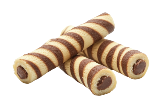 Milk Chocolate Striped Wafer  isolated on a transparent background