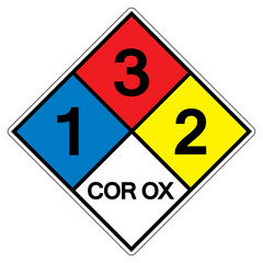 NFPA Diamond 704 1-3-2 COR OX Symbol Sign, Vector Illustration, Isolate On White Background Label.EPS10