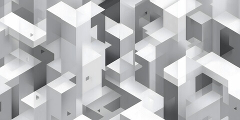 Isometric 3D Background with Interlocking Blocks in Monochromatic Cool Gray Palette

