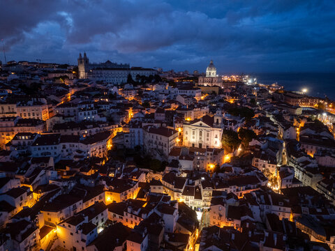 Beautiful aerial view to traditional buildings in historic downtown