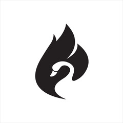 Swan negative space black color