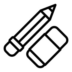 Pencil and eraser icon. Vector line icon	