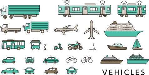 色々な乗り物　セット　シンプル