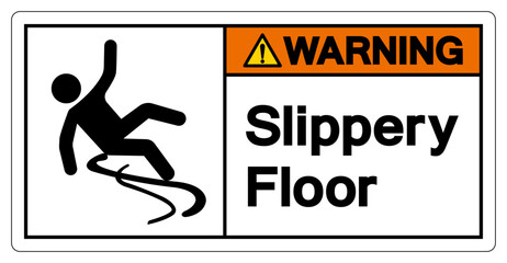 Warning Slippery Floor Symbol Sign,Vector Illustration, Isolate On White Background Label.EPS10