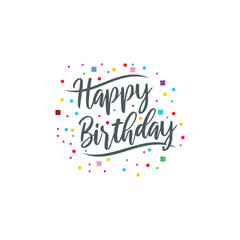 happy birthday lettering text vintage  Handmade calligraphy  Typography  vector
