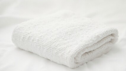 Soft White Towel Folded on a Simple White Background