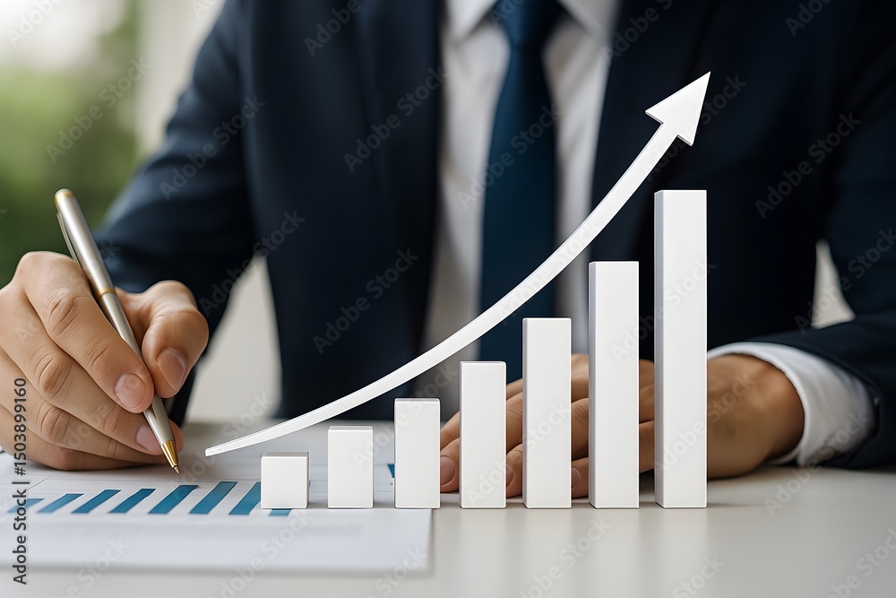 Poster Business Growth Concept with Analytics and Statistical Data Presentation