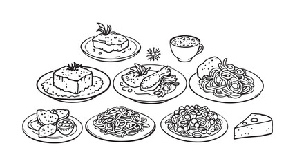 Various plates creative food artistic display