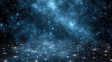 Fototapeta premium Mesmerizing cosmic scene featuring starry night sky with twinkling stars and ethereal clouds