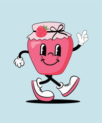 Flat Design Illustration with Character Fun Strawberry Jam 