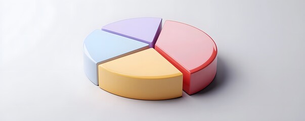 Obraz premium A colorful pie chart with four segments on a clean white background, illustrating data representation for presentations, reports, and analytics in business contexts.