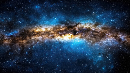 Fototapeta premium Stunning galaxy filled with vibrant blue and golden hues, showcasing starry expanse
