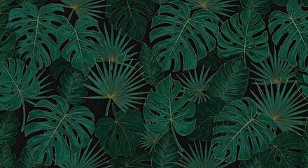 Seamless pattern of green fern leaves, a natural and vibrant botanical illustration perfect for floral design and nature-inspired decoration