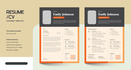 Obraz premium Modern and professional CV Resume Template