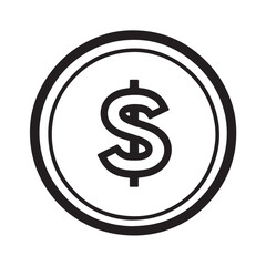 Vector icon of a dollar sign symbolizing money, finance, and currency. Designed in a modern and clean style, suitable for financial applications, business logos, e-commerce, banking and investment