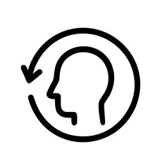 Fototapeta premium Simple Line Art Head With Arrow Refreshing Process Icon Sign