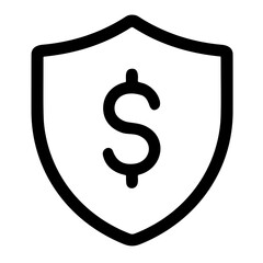 Minimalist Outline Shield Dollar Sign Protection Icon for Finance Asset