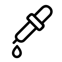 Simple Outline Eye Dropper with Falling Liquid Medical Tool Icon