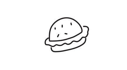 Minimalist Monoline Burger Icon – Gourmet Fast Food Line Art