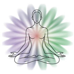 Minimalist Lotus Pose Figure with Aura for Mindfulness Practice on Transparent Background