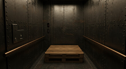Dark industrial elevator interior
