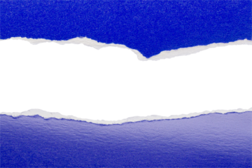 Blue ripped paper torn edges strips isolated on white background