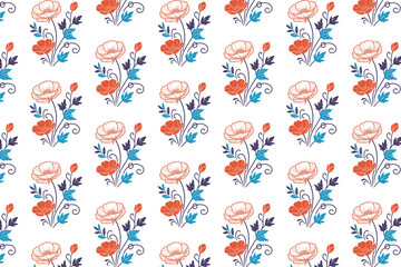 cotton rose sketch, seamless line art floral, fashion fabric design, wrapping paper texture, trendy textile print

