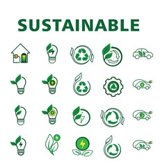 sustainable icon. Collection of ecology, renewable, eco, etc. symbol reuse, recycle, net zero, green energy, eco-friendly concept. Mixed design style
