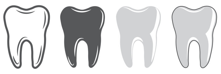 Tooth vector icon set. dentist illustration sign collection.
