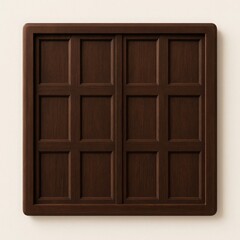 Dark Brown Double Wooden Doors with Grid Pattern and Square Frame