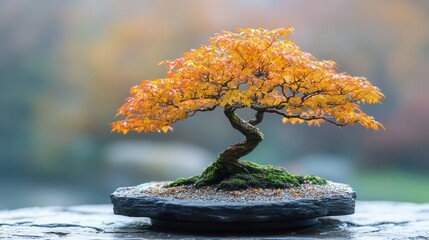Minimalist bonsai with vibrant yellow-green leaves on pure white background for Zen calm.