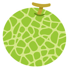 Cute Cartoon Melon Fruit Flat Vector Illustration – Green Cantaloupe Icon