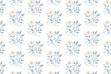 cotton floral pattern, seamless sketch drawing, trendy line art texture, hand drawn textile print, abstract wallpaper

