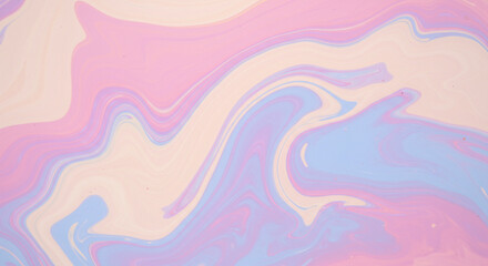 Obraz premium A dreamy abstract swirl of pastel tones in pink, blue, and cream flows with liquid-like smoothness and shimmer.