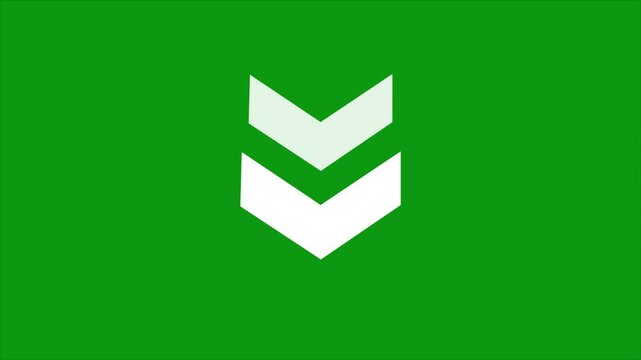 Animation of a down arrow direction sign on a green screen background