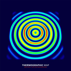 Heat map. Ripple surface with infrared thermographic effect. Temperature distribution and data analysis. Thermal imaging concept. Vector illustration.