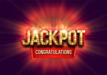 Shining sign Jackpot with tongues of flame on a bright background. Vector illustration.