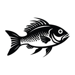 Fish black silhouette of simple minimal vector