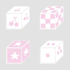 vector illustration of pink cube