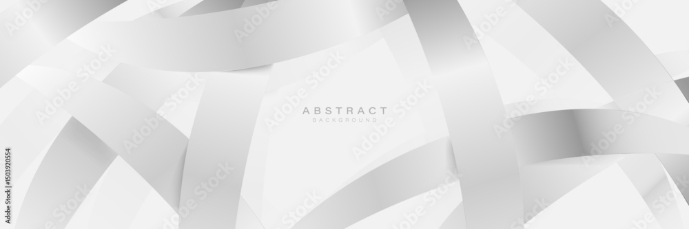 Poster minimalist white and gray abstract background with flowing ribbons