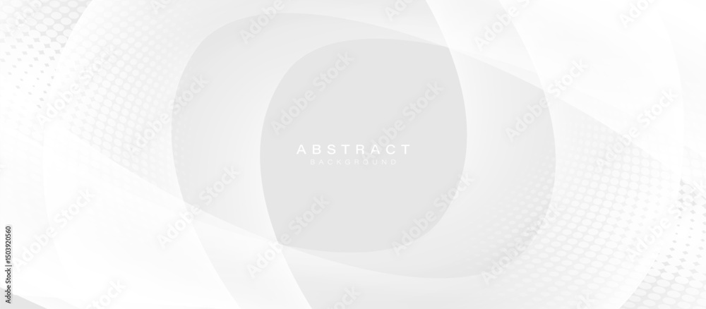 Fototapete Minimal abstract white background with curved lines and halftone pattern