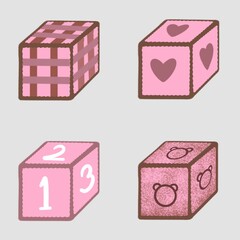set of pink cubes