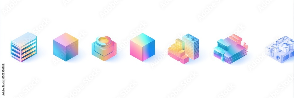 Leinwandbilder icons representing various construction materials on a soft gradient background, leaving central spa